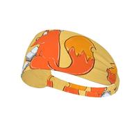 Sunflower Seeds and Foxes Printed Sports Headbands Wicking Hair Headwraps, Non-Slip Workout Headbands for Gym, Running, Yoga, Tennis
