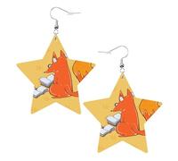 Sunflower seeds and foxes Prints Leather star earrings Pendant Stylish and beautiful Lightweight Dangle for Women Girls