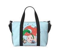 Sunflower Seeds and Mushroom Large-Capacity Travel Bag with Adjustable Shoulder Strap, Suitable for Sports, Fishing, and Fitness.