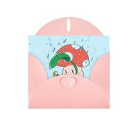 Sunflower Seeds And Mushroom Print Blank Note Card, All Occasion Holidays Greeting Card Pink