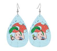 Sunflower seeds and mushroom Prints Leather Teardrop earrings Pendant Stylish and beautiful Lightweight Dangle for Women Girls