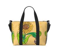 Sunflower Seeds and Sunflowers Large-Capacity Travel Bag with Adjustable Shoulder Strap, Suitable for Sports, Fishing, and Fitness.