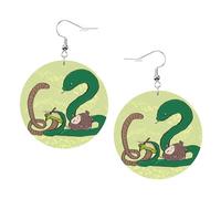 Sunflower seeds earthworm snake Prints Leather round earrings Pendant Stylish and beautiful Lightweight Dangle for Women Girls