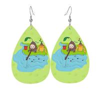 Sunflower seeds fishing Prints Leather Teardrop earrings Pendant Stylish and beautiful Lightweight Dangle for Women Girls