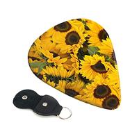 Sunflower Set Of 6 Guitar Plectrums For Acoustic Guitar, Electric Guitar, Bass, Ukulele - Thin, Medium And Thick.