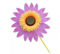 Sunflower-Shaped Wind Spinner for Lawn and Patio - 28 cm Plastic Garden Windmill Decor, Colorful Rotating Flower Design, Wind-Powered Outdoor Decoration for Gardens, Yards, and Balconies(Purple)