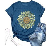 Sunflower Shirts Women Flower Graphic T-Shirts Inspirational Tees Casual Faith Shirt Short Sleeve Tops