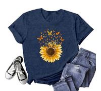 Sunflower Shirts Women Flower Graphic T-Shirts Inspirational Tees Casual Faith Shirt Short Sleeve Tops