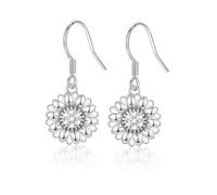 Sunflower Silver Drop Earrings for Women, Hypoallergenic Flower Silver Dangle Earrings Sunflower Gifts for Birthday Christmas