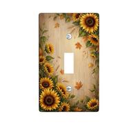 Sunflower Single Light Switch Cover Plate, Rustic Traditional Leaf Vine Fall Yellow Standard Size Toggle Light Switch Cover for Home Living Room Bedroom Bathroom Decor