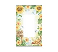 Sunflower Single Rocker Light Switch Cover, Farmhouse Rustic Hibiscus Chicken Summer Yellow Plastic Standard Size Switch Plate Decorative for Home Living Room New Apartment Decor