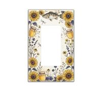 Sunflower Single Rocker Light Switch Cover, Nature Rustic Fish Jar Summer Yellow Plastic Standard Size Accents Wall Switch Plates for Living Room Bedroom Home Office Decor