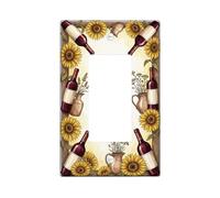 Sunflower Single Rocker Light Switch Cover, Rustic Country Wine Bottle Jug Fall Yellow Plastic Standard Size Decorative Wall Plates for Home Living Room Bedroom Bathroom Decor