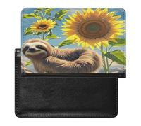 Sunflower Sloth Passport Holder with Card Slots Portable Passport Cover Compact Waterproof Passports Protector