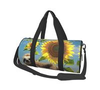 Sunflower Sloth Travel Duffel Bag Sports Gym Bag, Lightweight Overnight Weekender Bag With Shoes Compartment Yoga Gym Sports Bag For Men Women