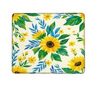 Sunflower Small Mouse Pad, Floral Natural Leaf Flower Spring Yellow Square Rubber Washable Portable Mini Desk Mousepad Decor for Home Office Work Gaming Desk Square 8x10 Inch