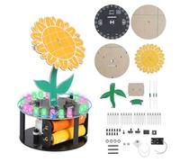 Sunflower Soldering Project, ICSTATION Light Chasing Sunflower Soldering Practice Kit With RGB LED Flashing Lights DIY Rotating Sunflower Electronic Kit for Teenagers School Students Education