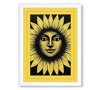 Sunflower Soul Boho Framed Wall Art Print A2 (59.4×42cm) White, Wall Decor for Living Room, Bedroom, Office & Home, Ready to Hang, Art Gift
