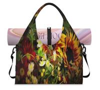 Sunflower Sports Duffel Bag for Women Men Sunflower Flowers Print Weekend Overnight Bag with Shoe Compartment Shoulder Tote Luggage Bag for Yoga Gym Travel