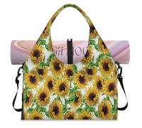 Sunflower Sports Duffle Bag with Shoe Compartment Beautiful Sunflower Flowers Weekend Overnight Bags Tote Cabin Luggage Bag for Gym Yoga Travel