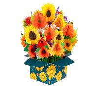 Sunflower Square Box Pop Up Cards,Paper Flower Bouquet Greeting Cards with Blank Note Card & Envelope, gift for celebrating Love, Birthday, Anniversary, Special Moments, Valentine's Day