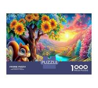 Sunflower Squirrel 1000 Piece Jigsaw Puzzle Bundle - Extra-thick Cardboard Ultra Difficult Puzzle for Couple Puzzle Partners Puzzle 52x38cm/1000pcs