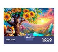 Sunflower Squirrel 1000pc Squirrel Sun Thick Cardboard Puzzle for Stress Relief Seekers Christmas Gathering Home Decor Senior Citizens Senior Centre Activity 52x38cm/1000pcs