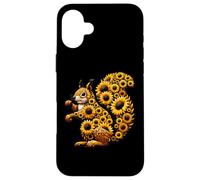 Sunflower Squirrel Flower Gardening Floral Case for iPhone 16 Plus