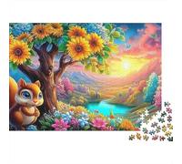 Sunflower Squirrel1000 Piece Premium Cardboard Sunset Jigsaw Puzzle Set for Adults Educational Game Stress Relief Fun Home Activity Idea 52x38cm/1000pcs