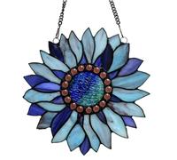 Sunflower Stained Windows Hanging Suncatcher,Crystal Flower Stained Glass Suncatchers Window Ornament Stained Glass Panel Sun Catcher Wall Hanging Decor Birthday Gift