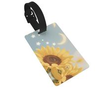 Sunflower Star Moon Luggage Tags for Suitcases, PVC Suitcase Tag with Secure Strap Suitcase Identifier with Privacy Name Card for Travel Bag Tags Personalized Baggage Tag for Women Men