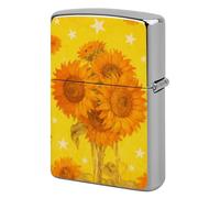 Sunflower Star Pattern Lighter Case Classic Pocket Lighter Cover Windproof Flip-Top Metal Lighters Sleeve Double-Sided Lighters Covers for Men Women