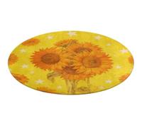 Sunflower Star Pattern Round Rug Washable Circle Area Rugs for Living Room Non-Slip Rugs for Bedroom Dining Room Rug Front Door Mat Round Carpet for Bedroom Kitchen 80 * 80cm