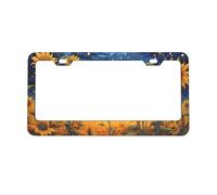 Sunflower Starry Sky License Plate Frames 2pcs, Galaxy Universe Rust-Proof Aluminum Universal Car Tag Frame with Screw Caps for Vehicles Trucks Vans SUVs 12 x 6 Inch