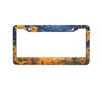 Sunflower Starry Sky License Plate Frames 2pcs, Galaxy Universe Rust-Proof Aluminum Universal Car Tag Frame with Screw Caps for Vehicles Trucks Vans SUVs 12 x 6 Inch