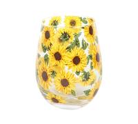 Sunflower Stemless Glass - 500ml Capacity, Vibrant All-Over Print for Wine, Cocktails, Iced Tea, and More, Durable, Hand Wash Only, Cheerful Floral Design for Everyday Use or Special Occasions
