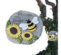 Sunflower Step - Decorative Bee Stone, Lawn Step | Exquisite and Creative Lovely Resin Stone Welcome to My Garden, Sunflower Bee Step Stone for Patio, C