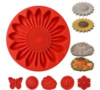 Sunflower Stepping Stone Mold Cement Casting Mould for Outdoor Landscaping Sunflower Concrete Mold Helps You Create Unique Floral Paving Stones to Beautify Lawns Garden Walkways (Sunflower)