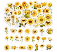 Sunflower Stickers, 46PCS Self Adhesive Aesthetic Sunflowers, Mini Size Flower Stickers for Scrapbook, Journal, Phone Case, Laptop, Card Making