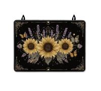 Sunflower Stove Top Cover for Electric Stove, Bohemian Elegant Butterfly Lavender Fall Black Waterproof Cover for Glass Top Electric Rv Kitchen Decor 28x20 Inch