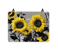 Sunflower Stove Top Cover for Electric Stove, Floral Modern Leaves Black Summer Yellow Waterproof Stovetop Cover Board for Glass Surface Home Kitchen Decor 28x20 Inch
