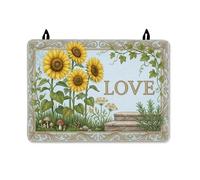 Sunflower Stove Top Cover for Electric Stove, Floral Rustic Love Stone Summer Yellow Rubber Non-Slip Glass Top Cover for Kitchen Rv Kitchen Decor 28x20 Inch