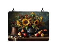 Sunflower Stove Top Cover for Electric Stove, Rustic Vintage Fruits Copper Pot Fall Yellow Waterproof Flat Top Electric Protector Mat Everyday Kitchen Use Decor 28x20 Inch