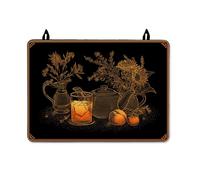 Sunflower Stove Top Cover for Electric Stove, Rustic Vintage Teapot Glass Fall Black Pu Surface Stovetop Cover Board for Glass Surface Rv Kitchen Decor 28x20 Inch