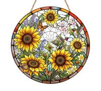 Sunflower Sun Catcher, Acrylic Garden Hanging Ornaments, Rustic Style Imitation Stained Glass Suncatcher for Windows, Charming Home Decor for Hallway and Balcony