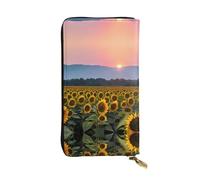 sunflower sun Print Leather Long Clutch Wallet â€“ Fashionable Personalized Wallet, Multiple Card Slots, Gift Ready, Black, One Size