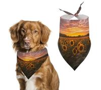 Sunflower Sunrise Field Dog Bandana Adjustable Pet Bibs Triangle Neck Scarf for Small Medium Dog Cats