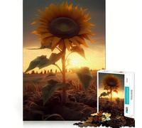 Sunflower Sunset Ground Jigsaw Puzzles for Adults 1000 Pieces Strengthen Recall Soothing Fun Quality Edge Lovely Present 38x26cm