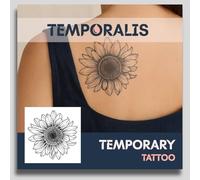 Sunflower tattoo - Temporalis® | Temporary tattoos for women and men - Vegan fake tattoos, waterproof and EU-certified - Lasts 1 to 2 weeks [ Sunflower bloom ]
