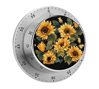 Sunflower Thank You for Brightening My Life Kitchen Timers for Cooking, 60 Minute Mechanical Timer with Loud Alarm - No Batteries Required - Magnetic Backing Stainless Steel Desk Timer for Classroom